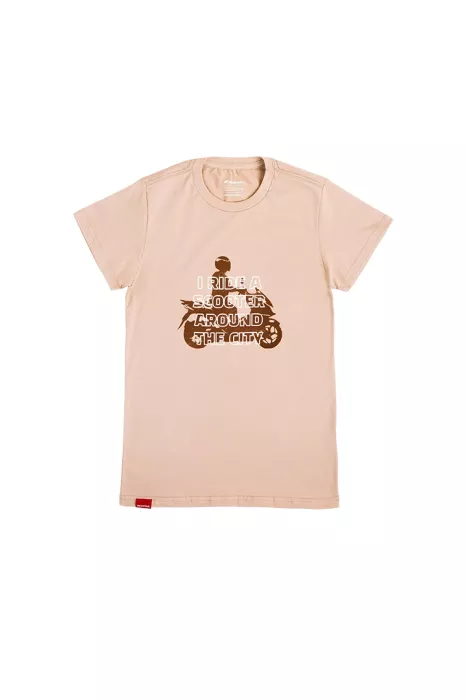 Camiseta feminina silhueta scooter - Bege - Coleção Urban