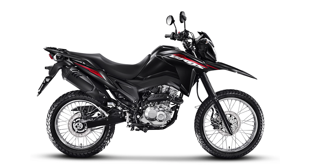 Nova Honda NXR Bros 160 CBS 2025 Preta com detalhes vermelho e branco