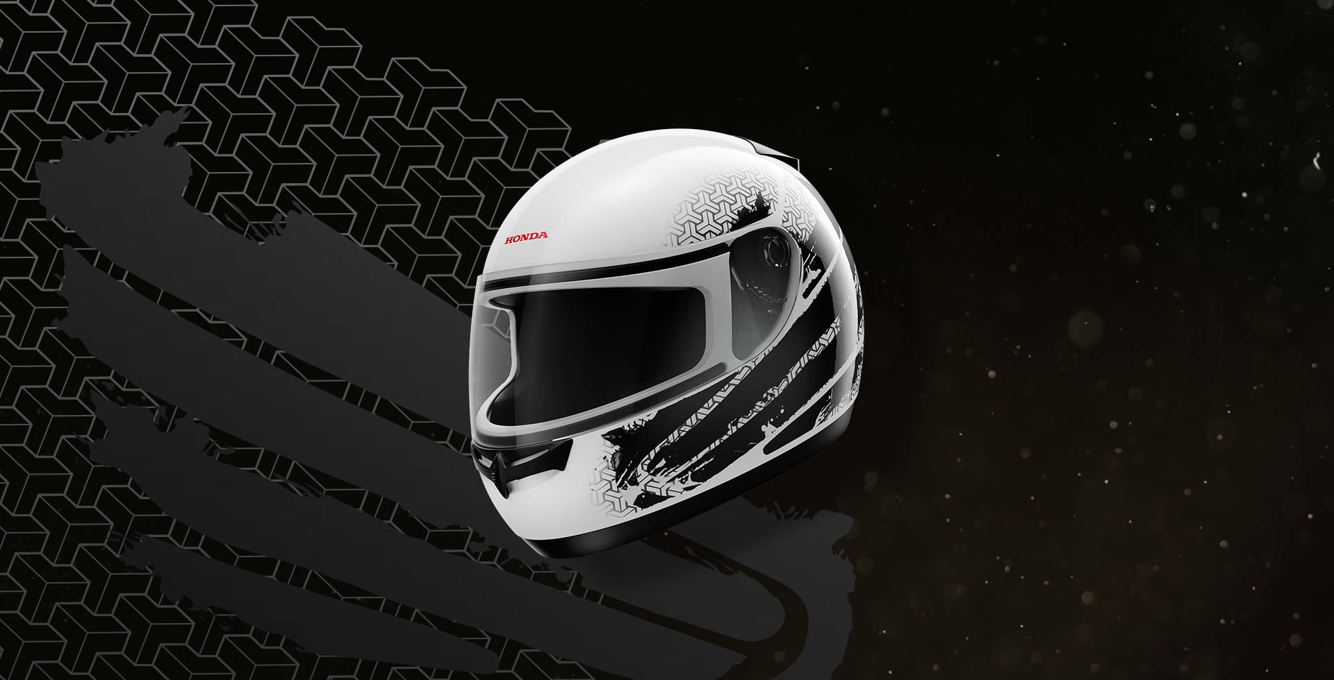 Capacete Honda HSF branco com detalhes em preto