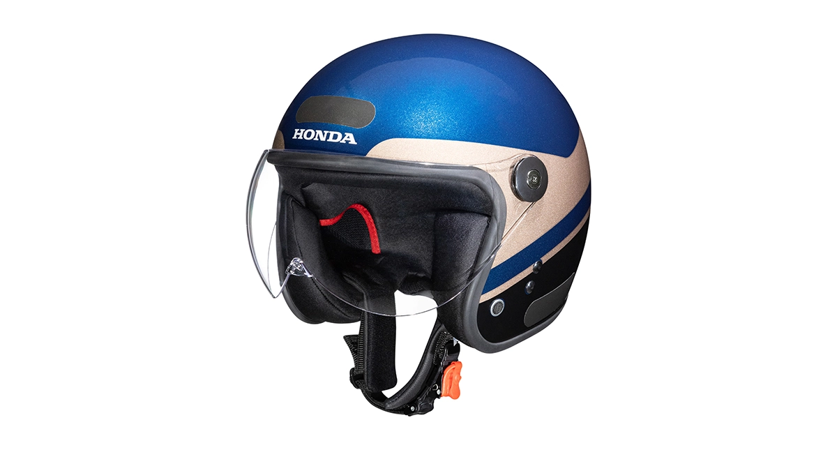 Capacete Honda HJS 2025 azul com dourado