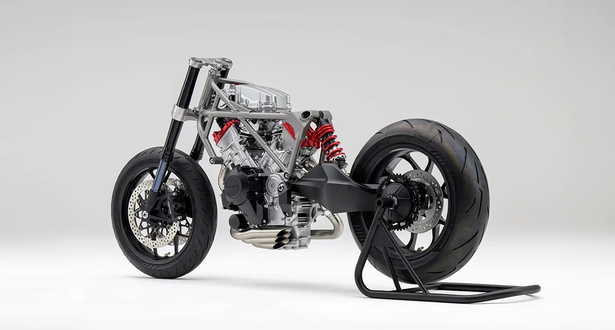 Estrutura da motocicleta Honda com motor V3 Ice Concept