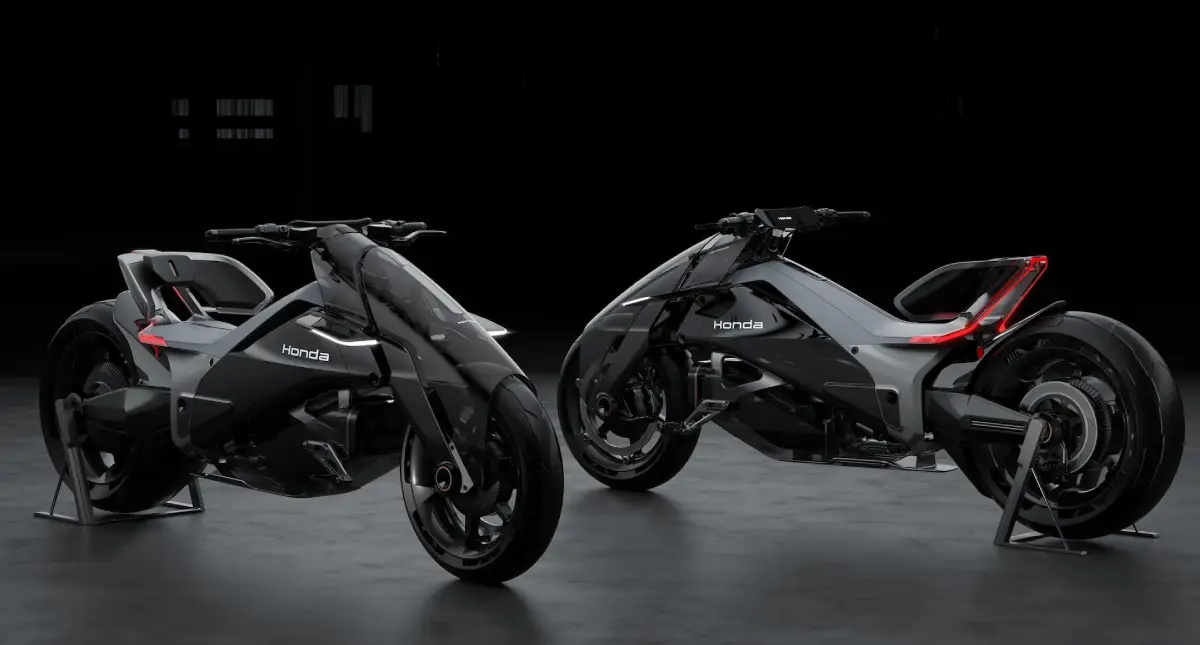 Duas motos Honda Outlier Concept vista pelas laterais 