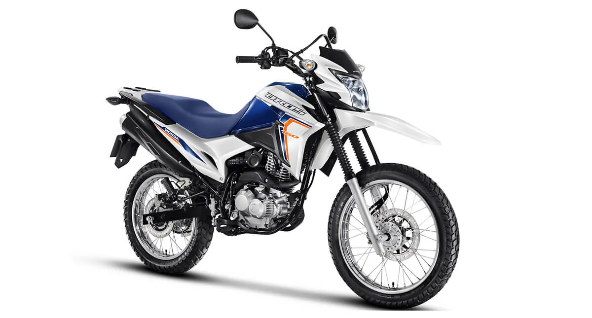 Motocicleta Honda NXR 160 Bros ESDD 2024 Branca com detalhes em azuis